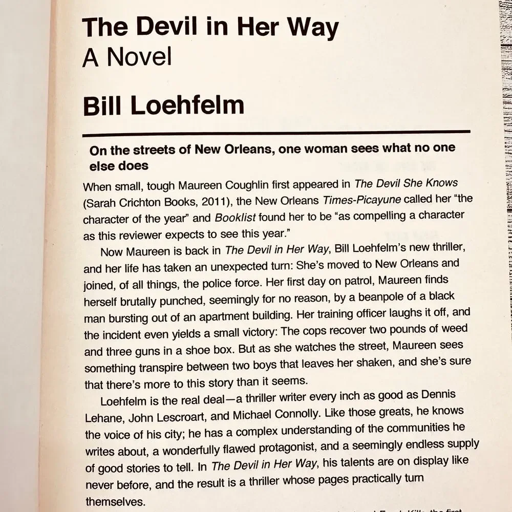 The Devil in Her Way by Bill Loehfelm 2013 ARC paperback PB‎ Novel